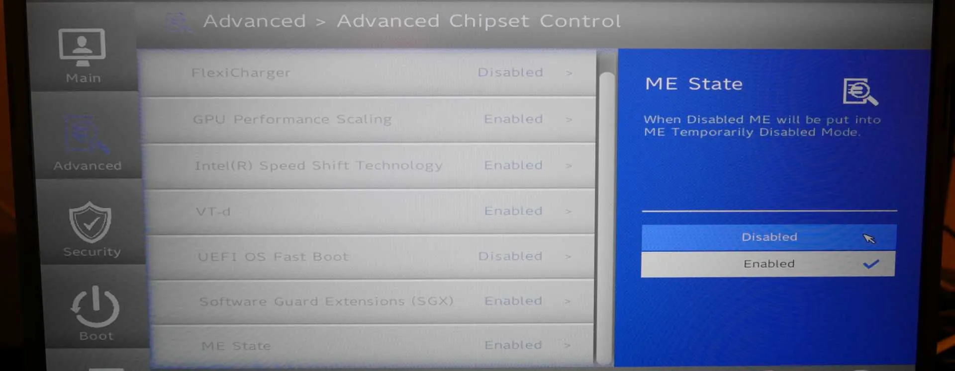 Disabling the ME