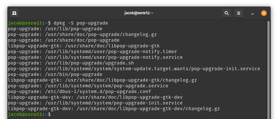 dpkg -S output