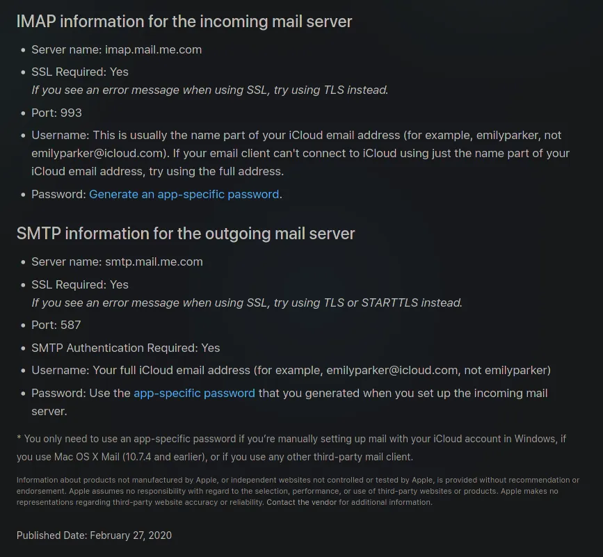 icloud mail settings