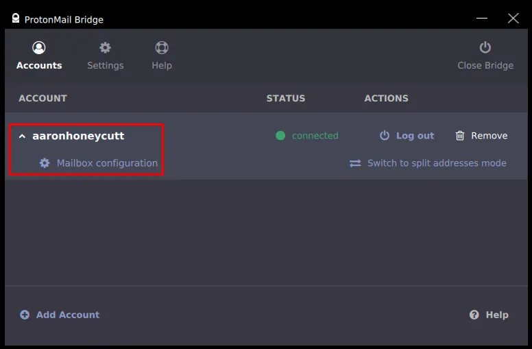 Setup ProtonMail Bridge Step3