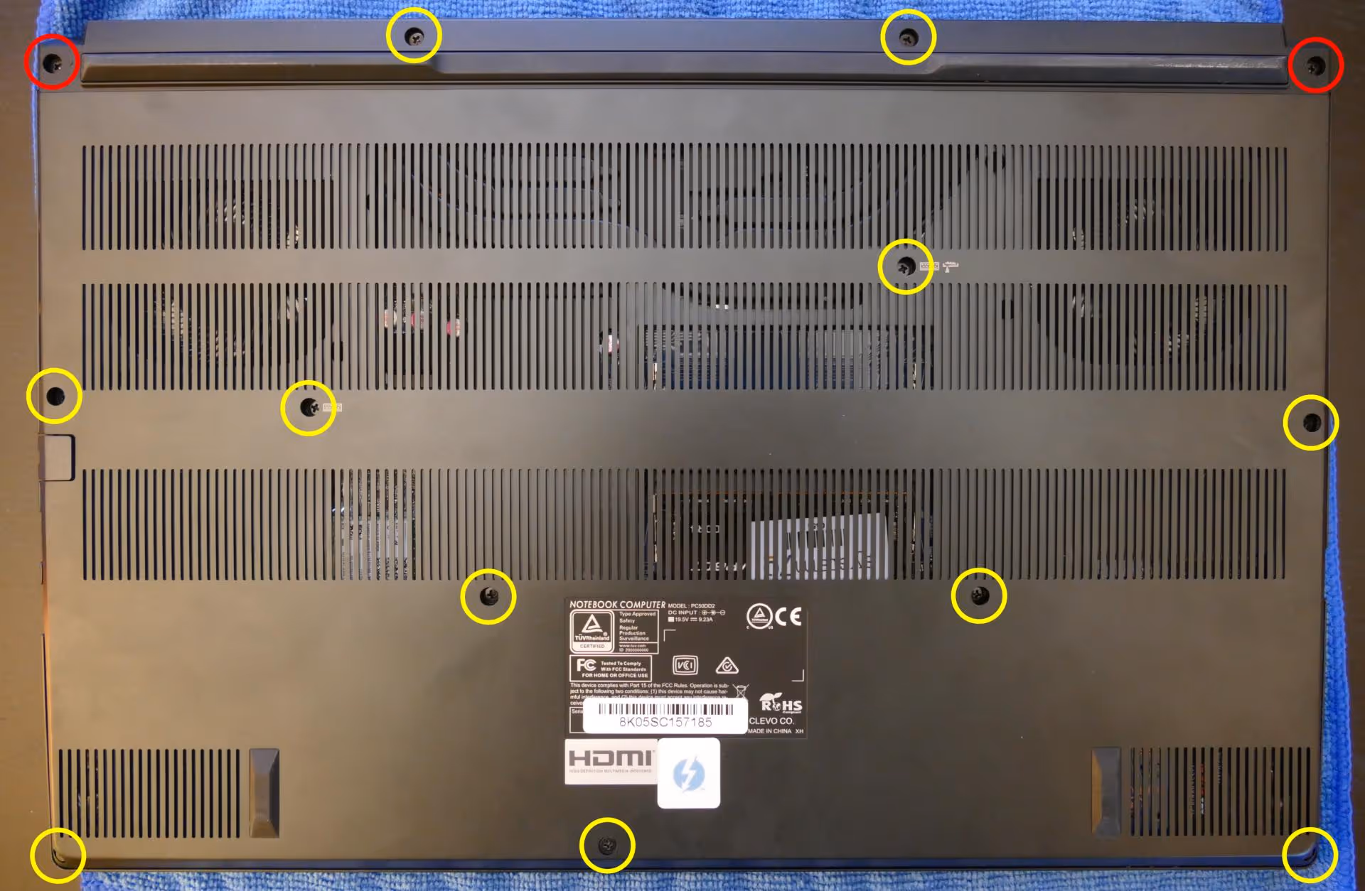 Bottom panel screws