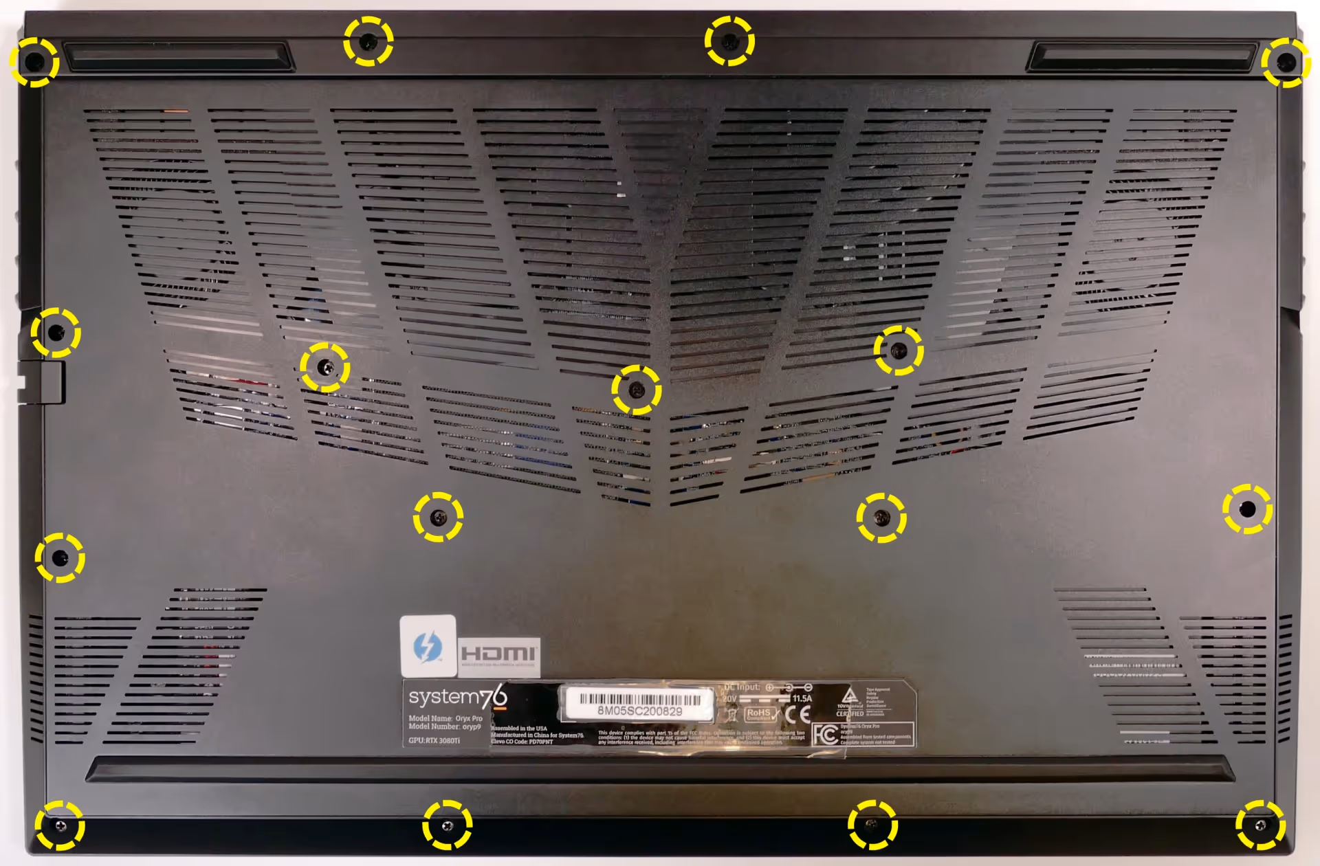 Bottom panel screws