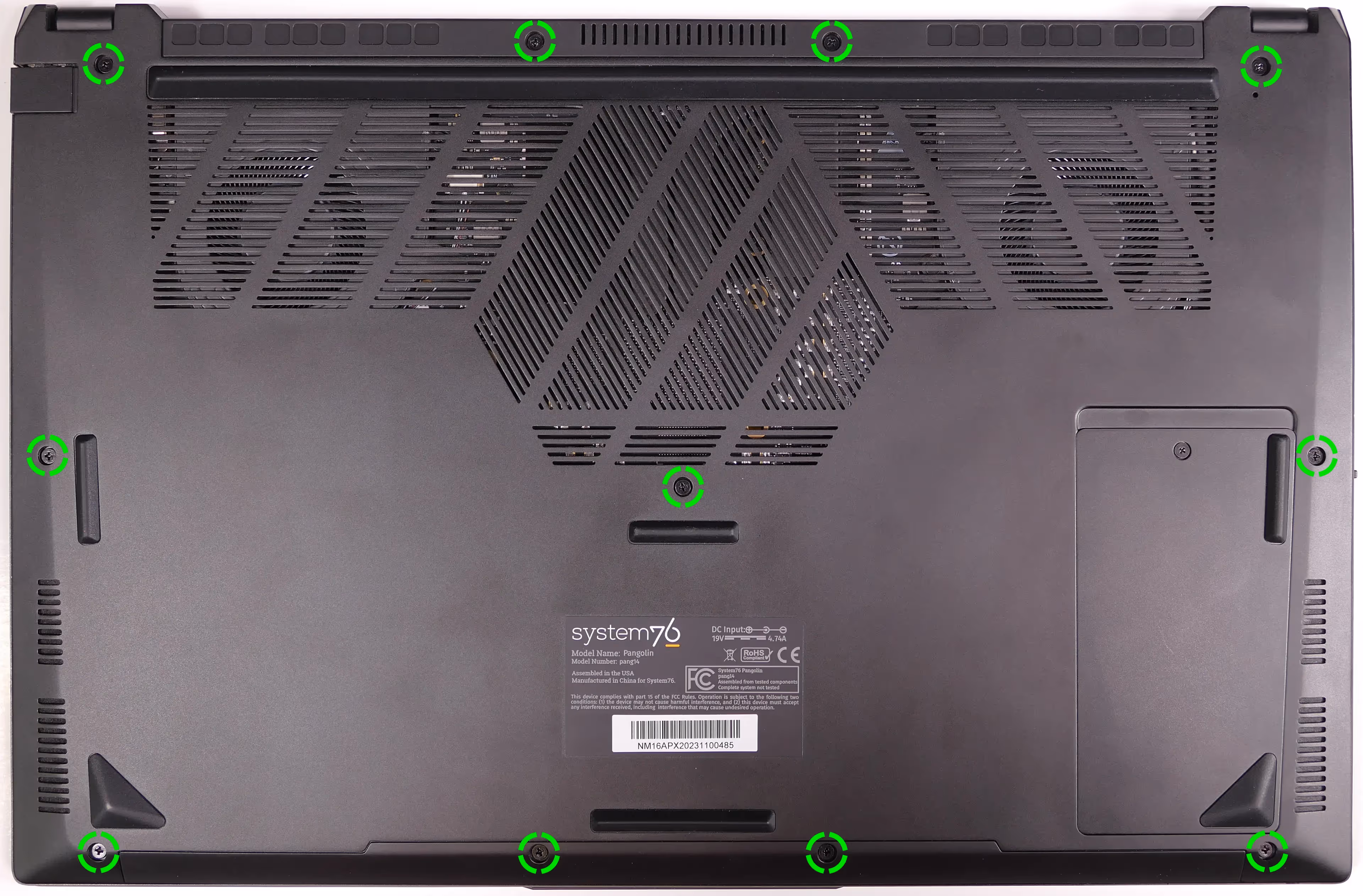 Bottom panel screws