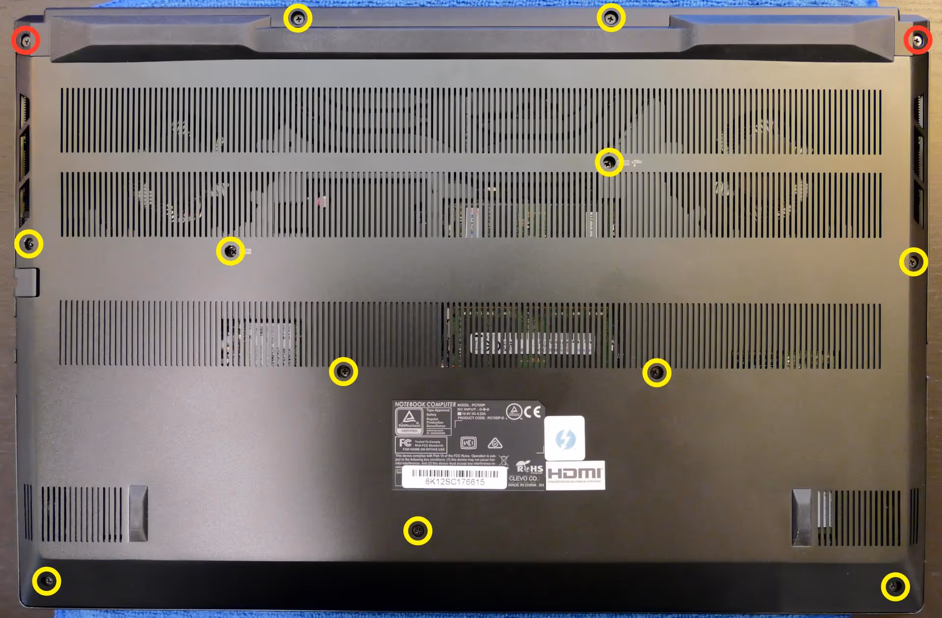 Bottom panel screws