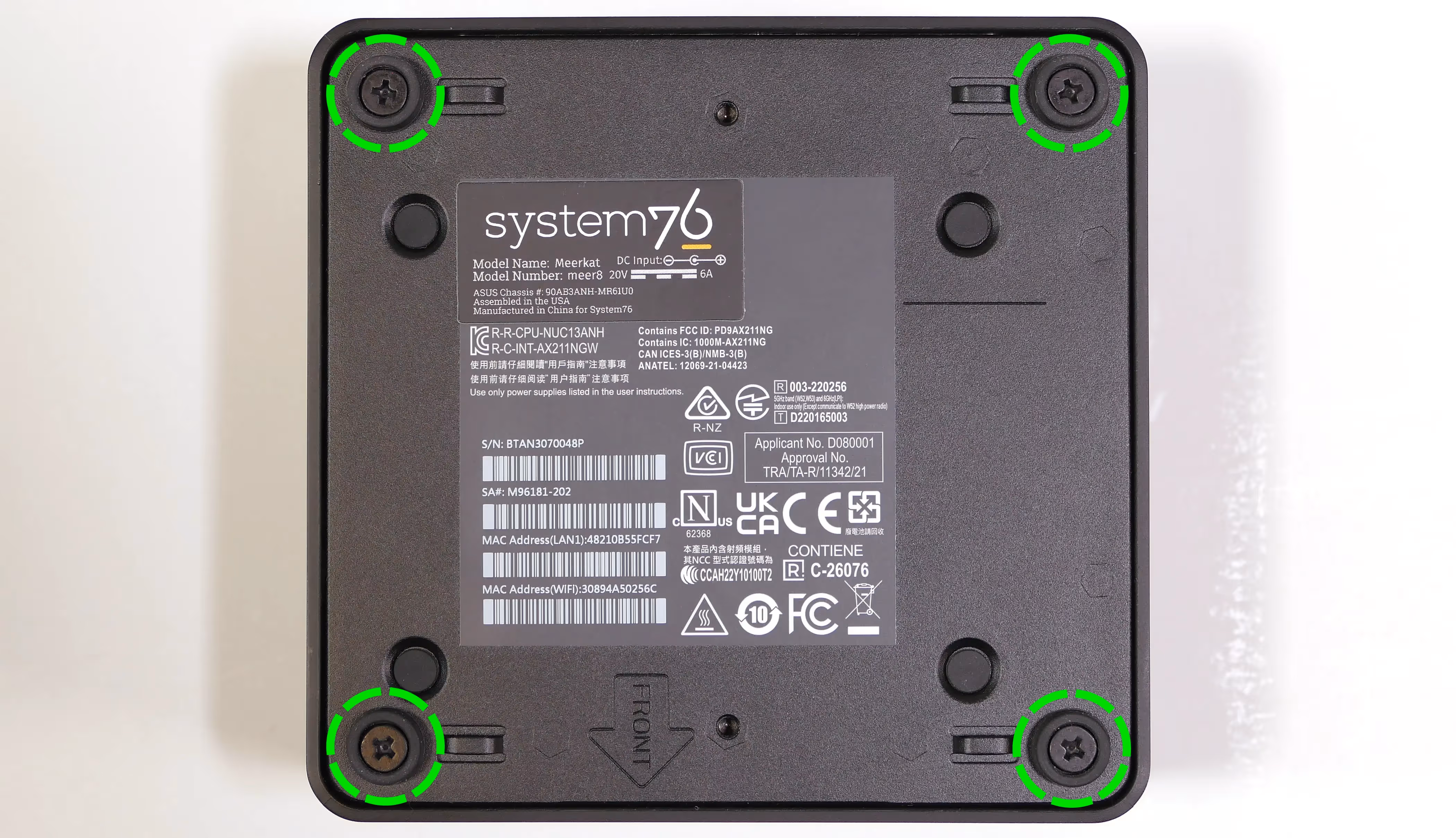Bottom panel screws