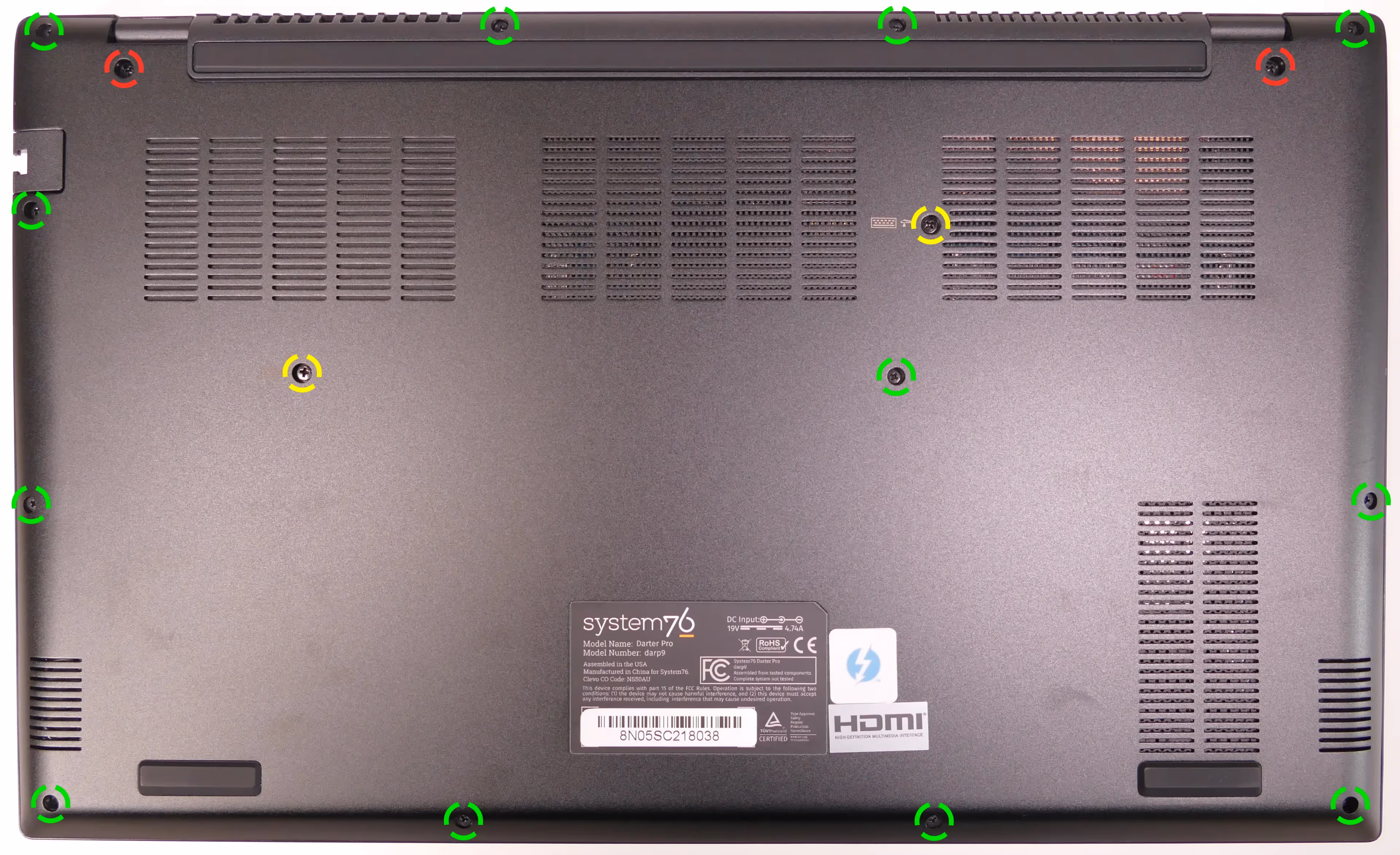 Bottom panel screws