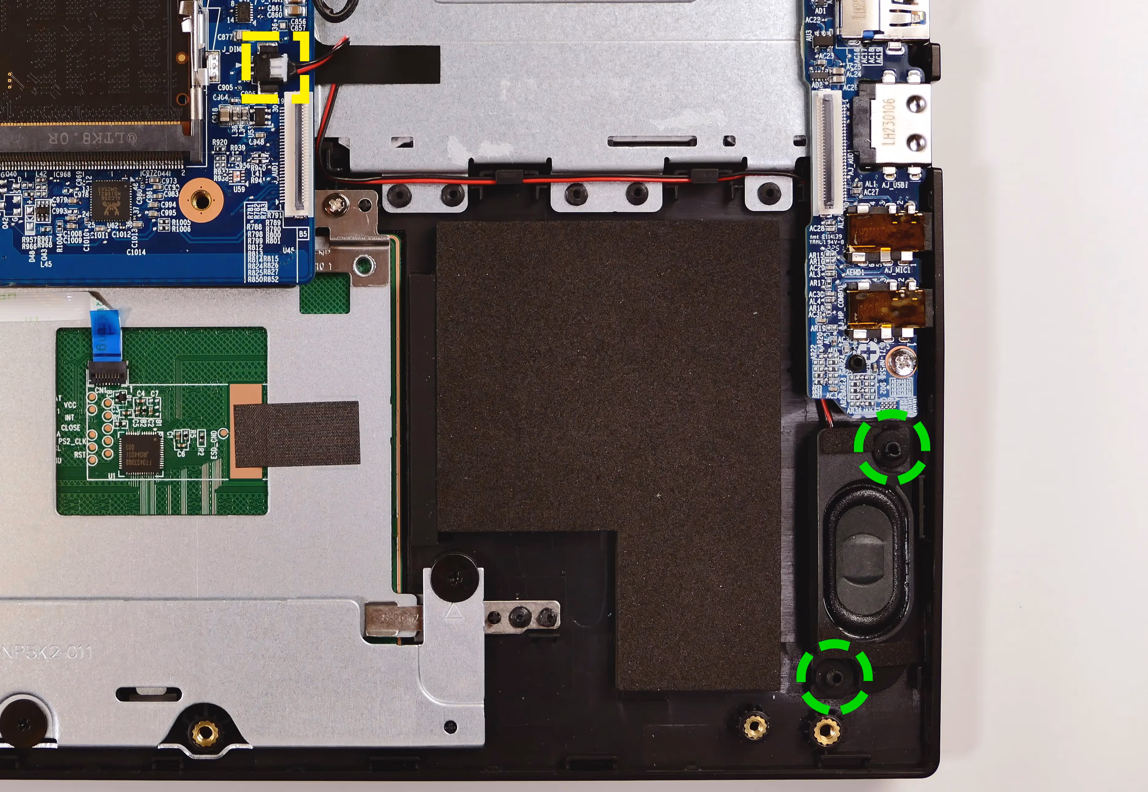 Left speaker wire and posts
