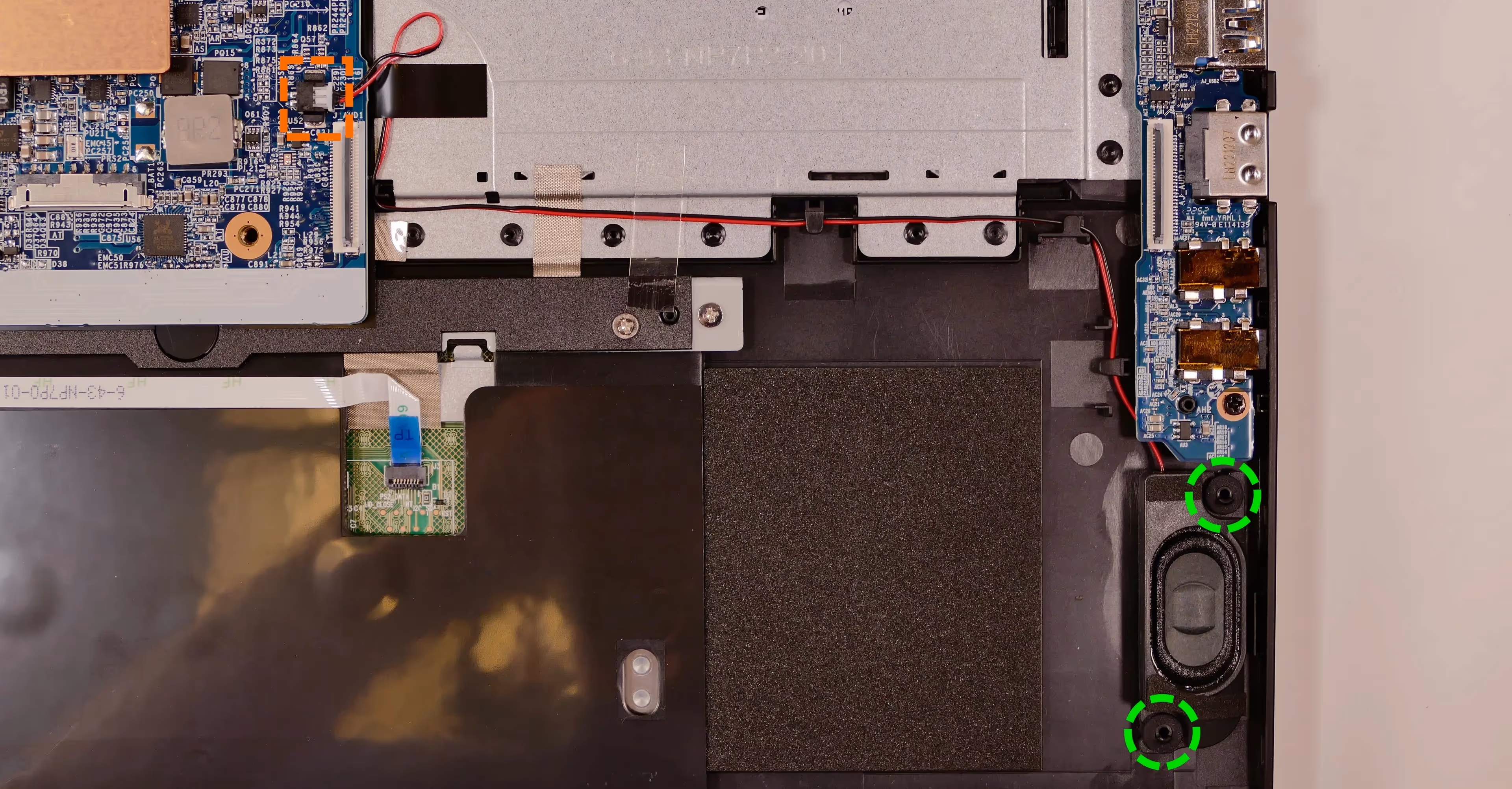 Left speaker wire and posts