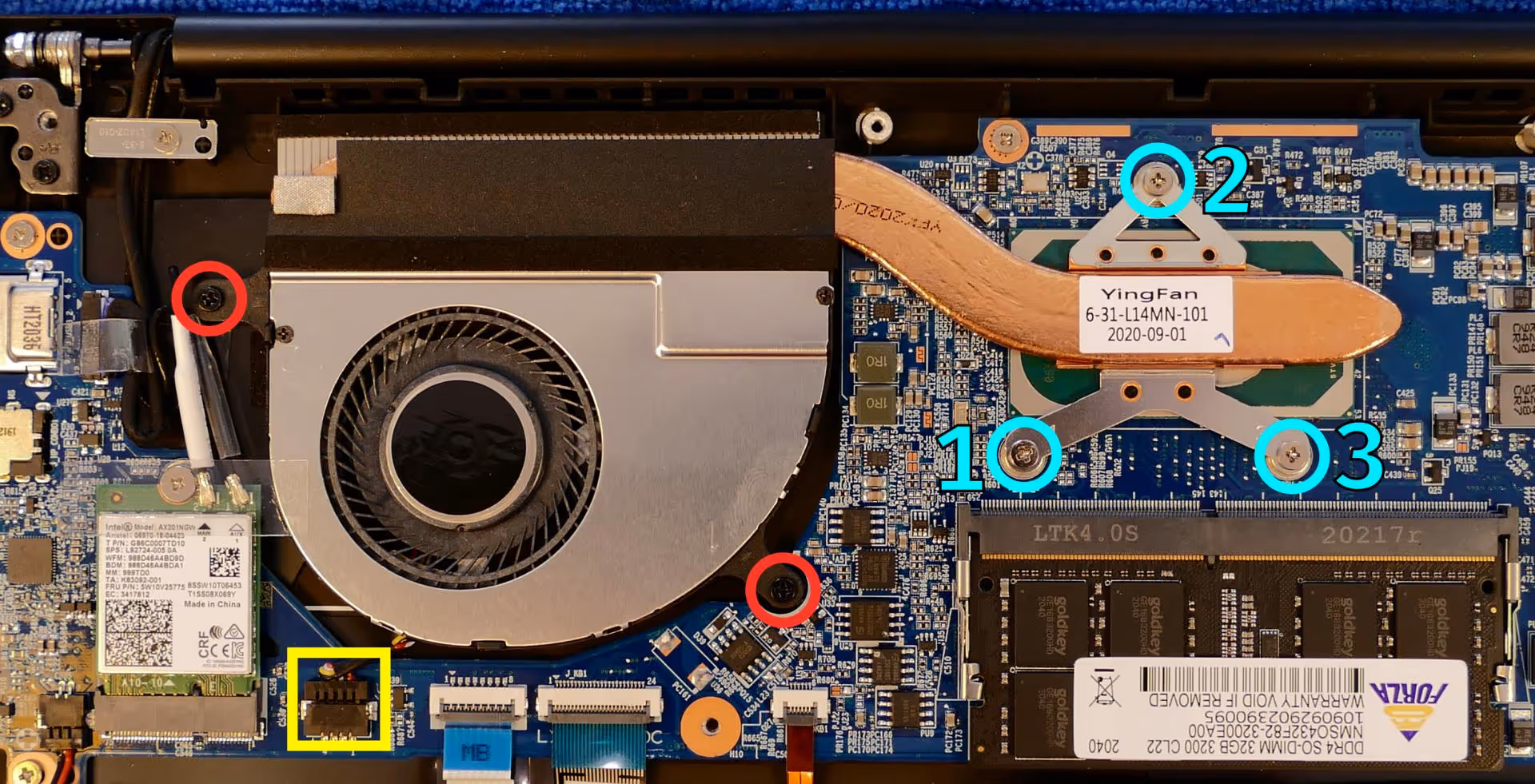 Heatsink/fan screws